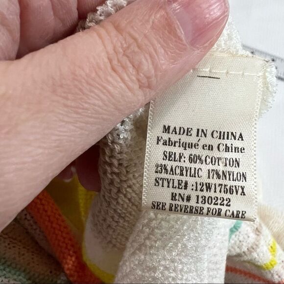 Very J White Neon Stripe Sheer Open Knit Top‎ 1X Womens NWT - Picture 6 of 8